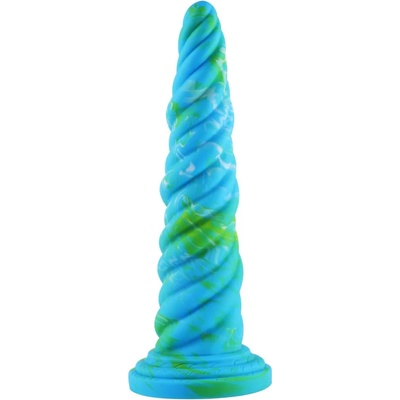 HISMITH HSD35 Awl Shape Silicone Dildo Suction Cup 10.12" Blue-Green