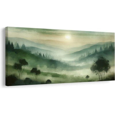Obraz stromy v mlze - 100x50