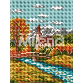 Image 1 of Milena Style Есенен пейзаж - гоблен с щампа без конци