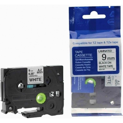 Compatible Съвместима лента с Brother TZ-221 / TZe-221, 9mm x 8m, черен печат / бял фон (TZe221)