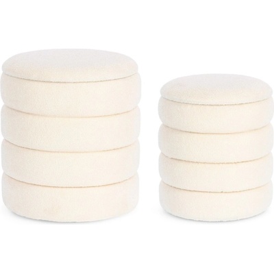 Bizzotto Комплект 2 бели табуретки katerina букле с място за съхранение (0721628)