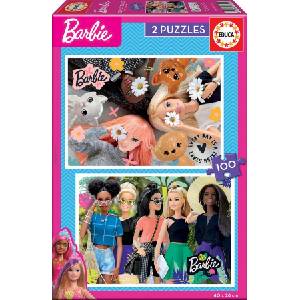 Educa Пъзел 2 в 1, Educa, Barbie, 2 х 100 части