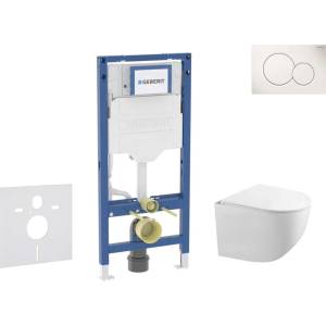 Geberit Duofix - Комплект за монтаж пред стена, тоалетна „Gaia и седалка със система „softclose, бутон „Sigma01, алпийско бяло SANI11CA3117B (SANI11CA3117B)