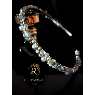 Radi handmade Диадема с маслинено зелени кристали (887)