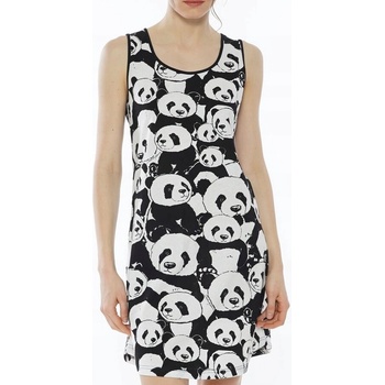 Памучна нощница в черно и бяло с панди