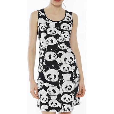 Памучна нощница в черно и бяло с панди