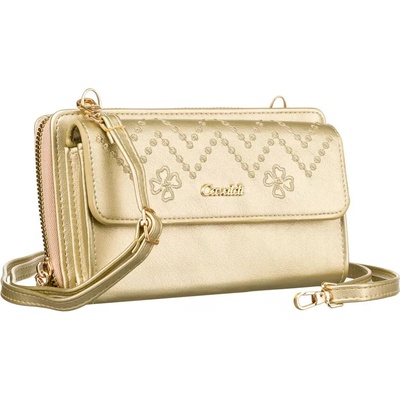 Cavaldi Crossbody koženková mini dámská peněženka/kabelka M-13-1309 ZLATÁ