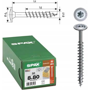 Skrutky do dreva Spax 8 x 80 mm 50 ks