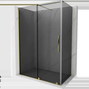 Mexen Velar плъзгаща се душ кабина 140 x 70 см, графит, злато - 871-140-070-41-50 (871-140-070-41-50)