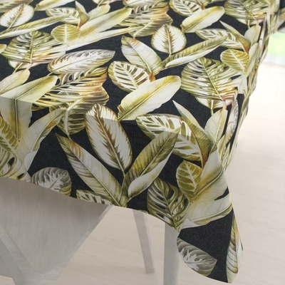 Biante Sametový ubrus Tamara TMR-010 Zlaté tropické listy na zeleném 60x100 cm