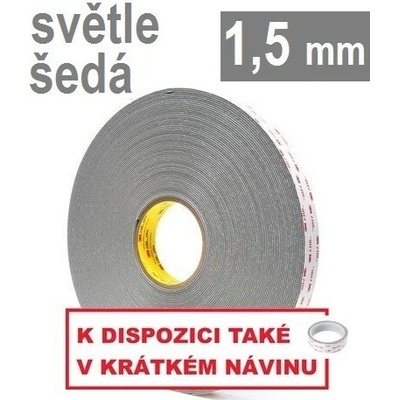 3M VHB 4956-P Obojstranne veľmi silne lepiaca akrylová páska 1,5 mm 12 mm x 33 m svetlosivá