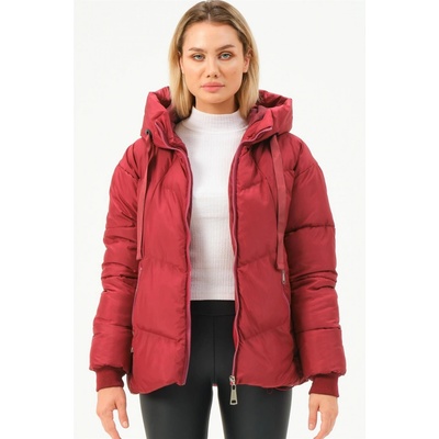 Z6771 DEWBERRY WOMEN'S COAT-BURGUNDY tmavočervená