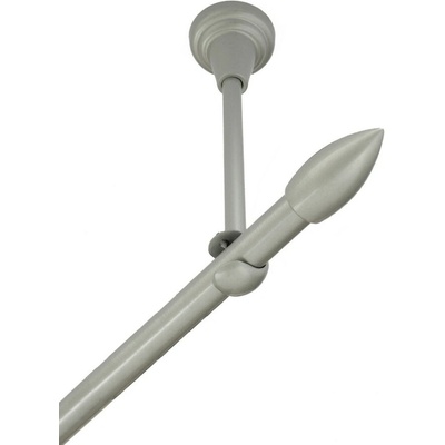 OK-GarnýžeCZ Garnýž kovová jednořadá 16mm Špice stříbrná mat 230 cm do stropu / na tunýlek - bez kroužků