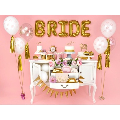 Party Deco SB14C 205 099G 6 Set balónikov Bride to Be transparentný 30cm Zlatá