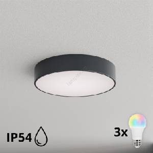 Brilagi - LED RGBW плафон за баня CLARE 3xE27/12W/230V Ø 40 см антрацит IP54 (LEDBG5222)