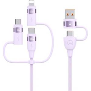 USAMS Кабел за зареждане USAMS U85 5in1 Type-C/USB - Type-C/lightning/microUSB, 120 см, LILA SJ645USB02 (SJ645USB02)