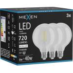 Mexen Vintis 3x LED филаментна крушка E27, G95, 6W, Неутрална - 4000K, 720 lm, прозрачна (L157-E27-0640-00x03)