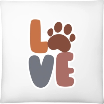 Darčeky PrintEQ Štvorcový Vankúš Nápis LOVE s labkou Biela 40x40