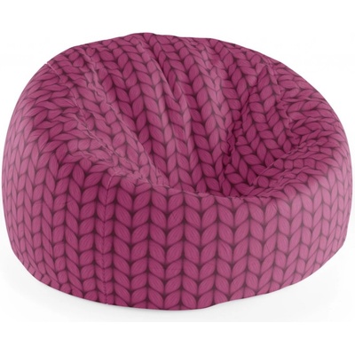 Sablio sedací vak Cocoon pletení ve fuchsiové barvě 115 x 75 cm x 45 cm