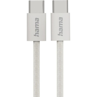 Hama Кабел за зареждане "Fabric", USB-C - USB-C, 1 m, Nylon, сив (HAMA-201728)