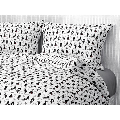 Goldea bavlna obliečky 533 čierne mačky na bielom 140x200 70x90