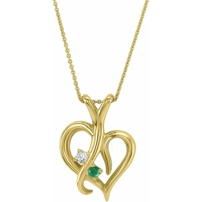 Eppi Stříbrný přívěsek ve tvaru srdce se smaragdem a diamantem Lynelle P44239