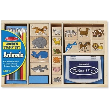 Image 1 of Melissa & Doug - Комплект за печат на животни - Дървени печа (13798)