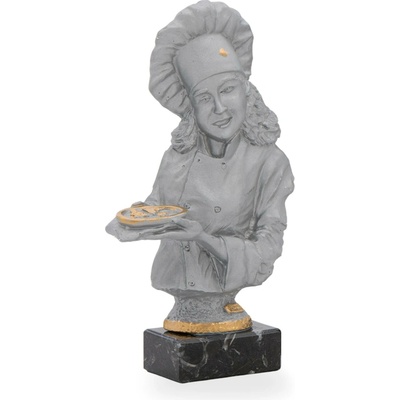 Trofej luxusní se symbolem gastronomie výška 26 cm stříbrná/zlatá