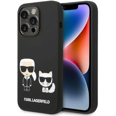 KARL LAGERFELD Кейс Karl Lagerfeld KLHMP14XSSKCK за iPhone 14 Pro Max 6.7"", твърд, черен / черен, Liquid Silicone Karl&Choupette, съвместим с MagSafe (KF001064-0)