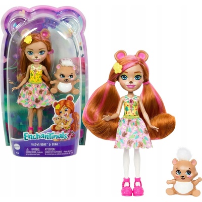 Mattel Enchantimals Panenka se zvířátkem Biloxi Bear a Trail HTP81