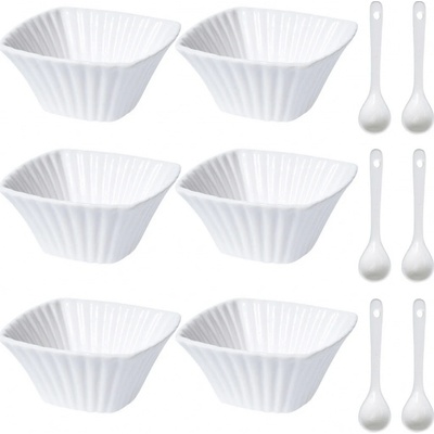 Excellent KO-798000050 Sada porcelánových misek se lžičkou 12 ks vlnovka široká