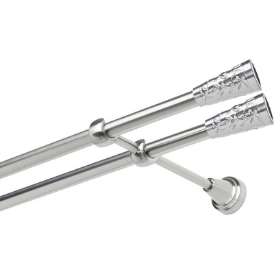 OK-GarnýžeCZ Garnýž kovová dvouřadá 19mm Sevilla double nerez 200 cm do stěny / na tunýlek - bez kroužků