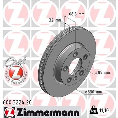 Brzdový kotúč ZIMMERMANN COAT Z 600.3224.20