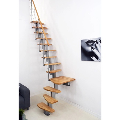 Minka Quatro Grey 1/4, modulové úsporné schody s lomením, šedá barva konstrukce