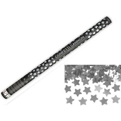 Konfety 80cm -STRIEBORNÉ METALICKÉ HVIEZDIČKY Silvester