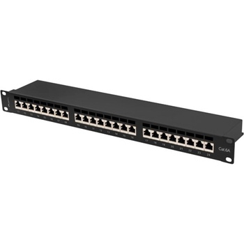 Lanberg patch panel 24 port 1U 19" CAT. 6a ftp with cable organizer shielded black (PPSA-1024-B)