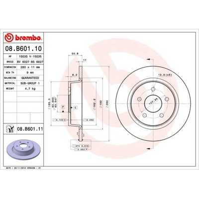 Brzdový kotouč BREMBO 08.B601.10 (08B60110)