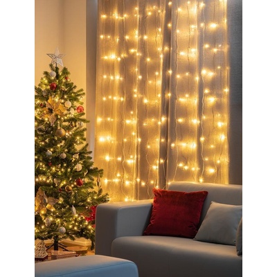 MagicHome Reťaz Curtain 160 LED teplá biela 230V 50 Hz 8 funkcií časovač osvetlenie L-1,5x2 m