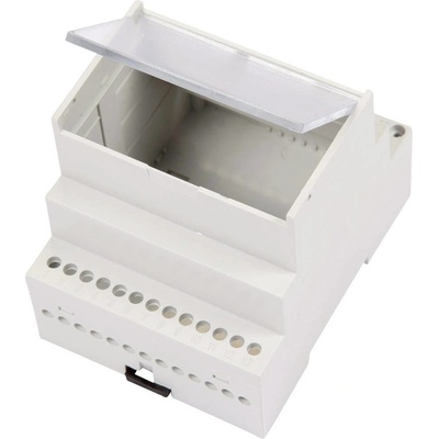 Weltron MR4/A FA TR RAL7035 ABS pouzdro na DIN lištu s průhledným sklopným víkem 70 x 90 x 68 ABS šedobílá (RAL 7035) 1