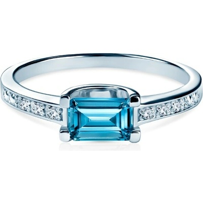 Savicki Zásnubní prsten bílé zlato modrý topaz diamanty SAV P BST 105 B