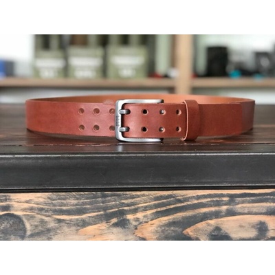 VintageWear Bushcraft kožený opasek se dvěma trny Koňak