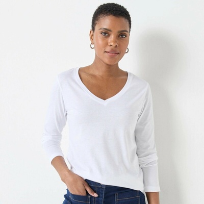 Blancheporte Tričko s výstrihom do V a dlhými rukávmi čierna