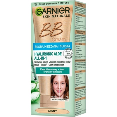 Garnier Hyaluronic Aloe All-In-1 BB Cream hydratačný BB krém pre mastnú a zmiešanú pleť Bright 50 ml