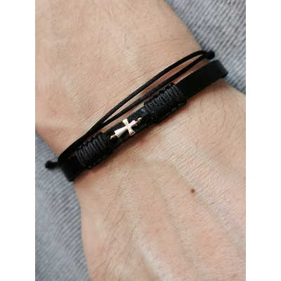 Кожена гривна със златен кръст