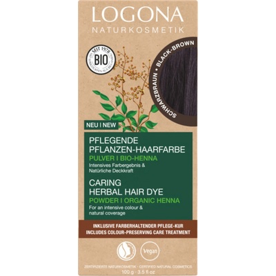 LOGONA Rostlinná barva na vlasy - intenzivní černohnědá - 100 g