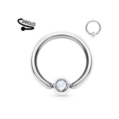 Šperky4U piercing kruh, kulička s kamínkem K01045-10083
