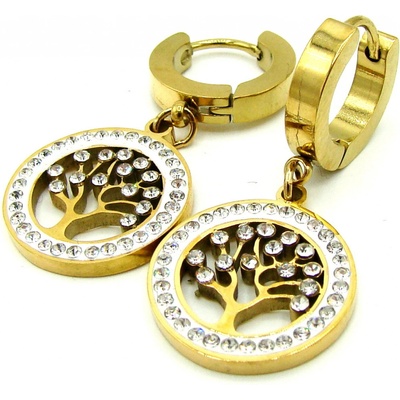 Steel Jewelry náušnice STROM ŽIVOTA GOLD Chirurgická ocel NS231144
