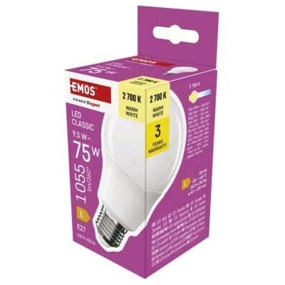Emos ZQ5E51 LED žárovka Classic A60 E27 9,5 W 75 W 1055 lm teplá bílá