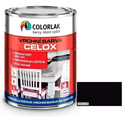 Colorlak Celox C2001 vrchná nitrocelulózová farba na kov a drevo C1999 čierna 0,75l