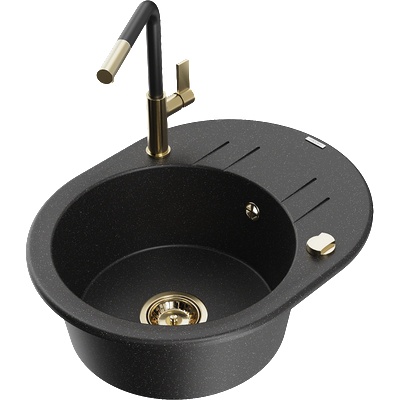 Mexen Kevin гранитна мивка с 1 отделение с отцедник и кухненски смесител (6517-73-670401-57-G)